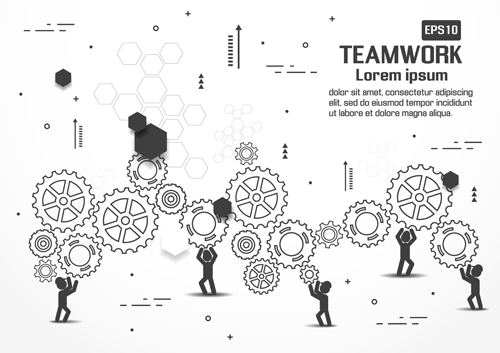 Gearwheel with teamwork template vector 04  