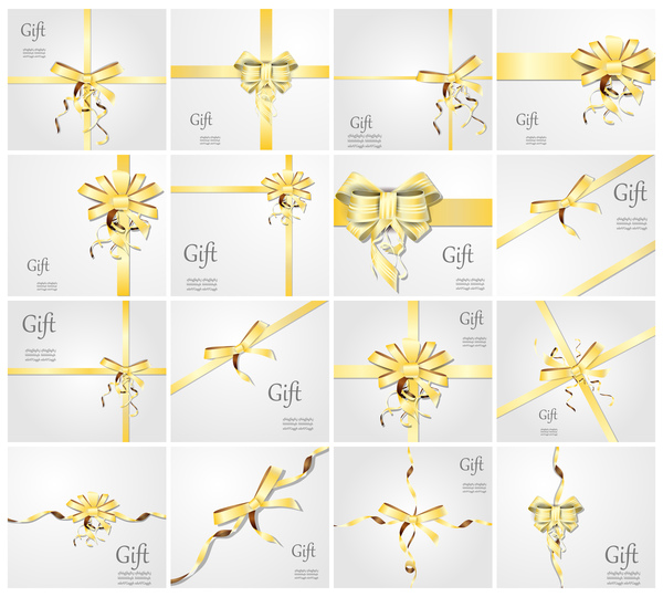 Gold ribbon bow with gift card vector  