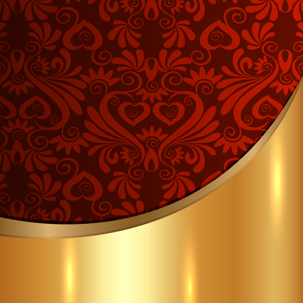 Goldgemälter Metall-Hintergrund mit Dekordmustern Vektormaterial 09  