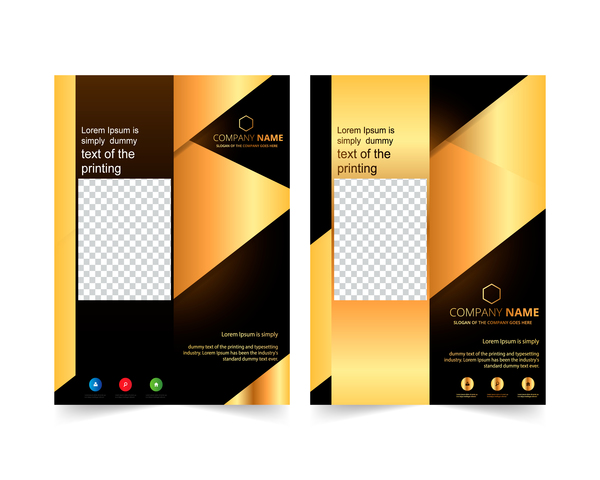 Golden company brochure cover template vector 03  