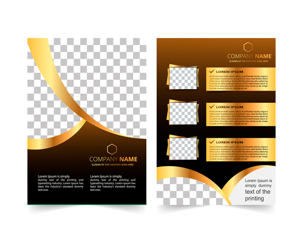 Golden company brochure cover template vector 13  
