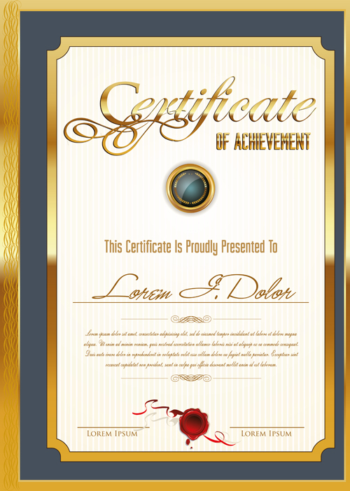 Golden frame certificate template vector 04  