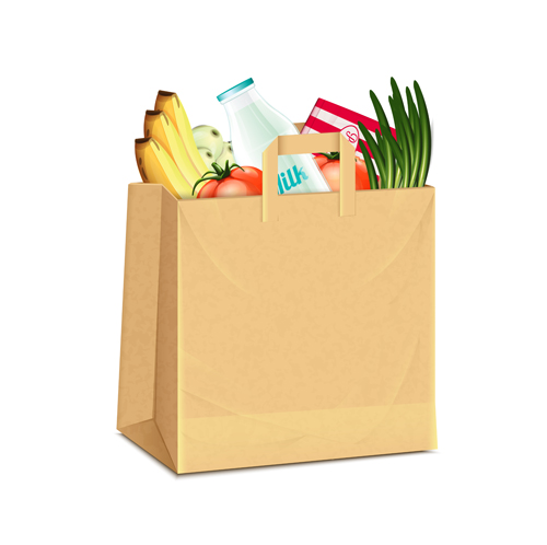 Grocery bag with food design vector 05  