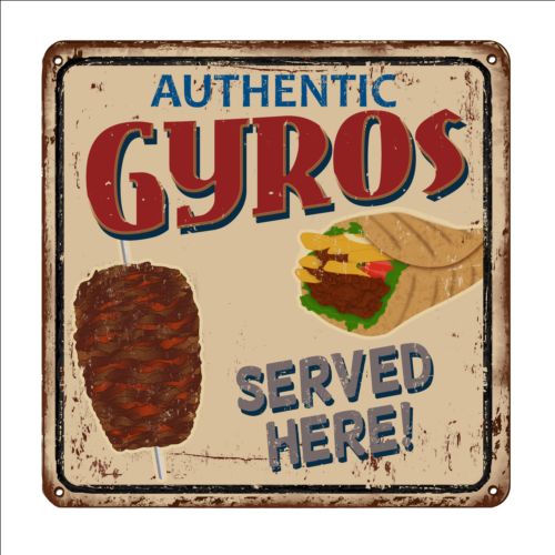 Gyros metal sign vintage rusty styles vector 07  