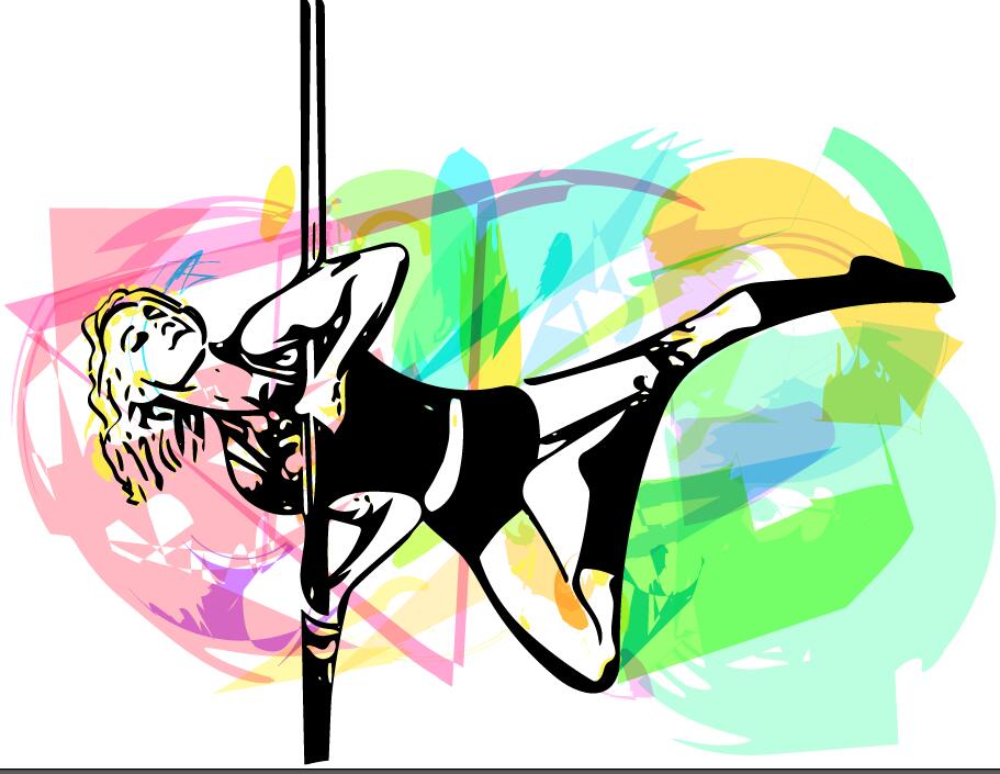 Hand drawn pole dance girl vector material 05  