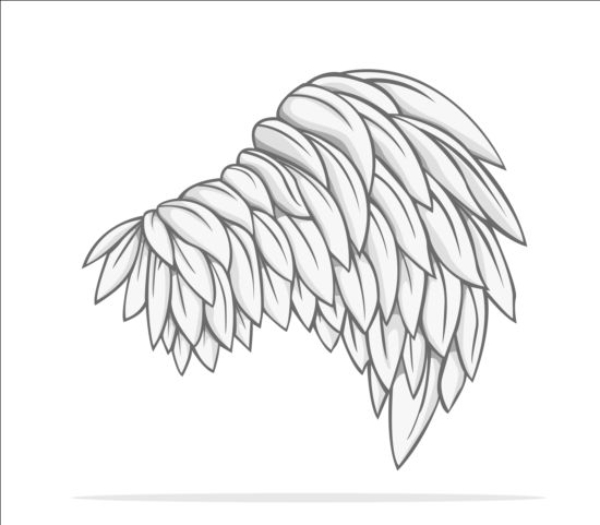 Hand getekende vleugel illustratie vector 01  