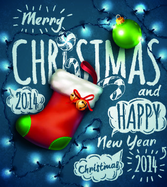 Handwriting 2014 Merry Christmas backgrounds vector 02  