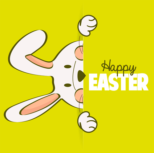 Happy easter card with hand drawn rabbit vector 04  