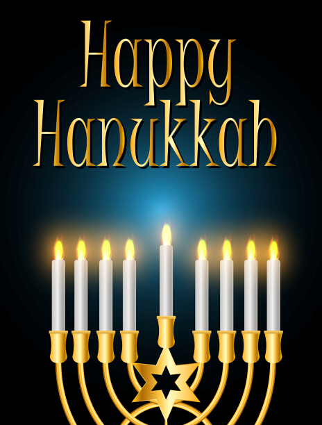 Happy hanukkah background with candle vecotr 04  