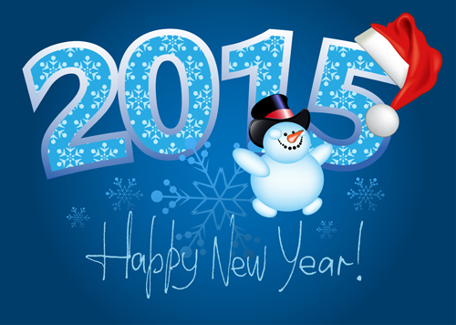 Happy new year and 2015 xmas blue bakground  