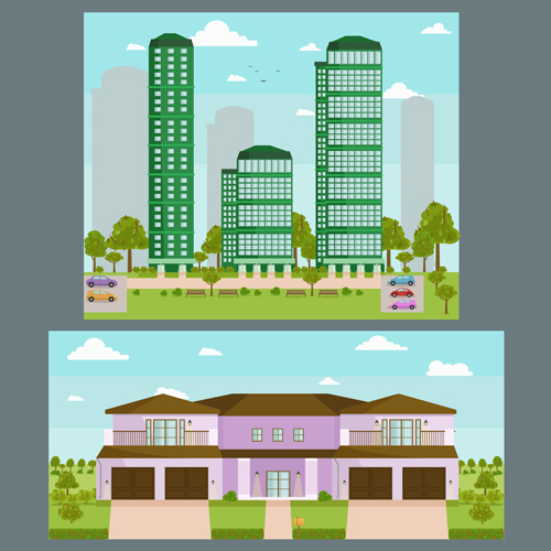 Houses concept flat template vector 07  