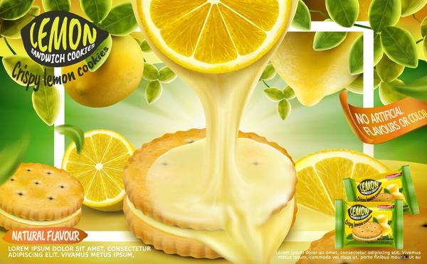 Lemon cookies poster vectors 09  