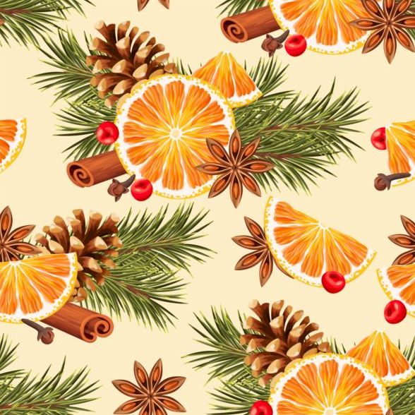 Lemon slices and spices seamless pattern vector 10  