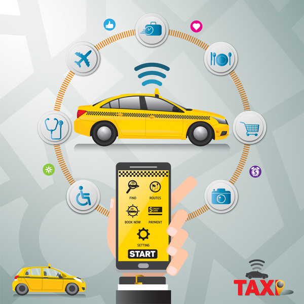 モバイル タクシー サービス アプリケーション インフォ グラフィック ベクトル 04  