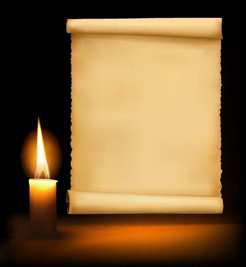 Old paper and candle vector background 01  