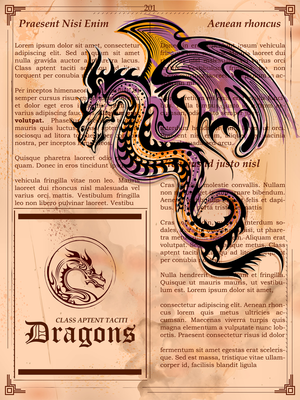 ドラゴン古代ベクトル 05 古い用紙の背景  