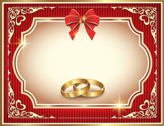 Ornate red wedding greeting cards vector 02  