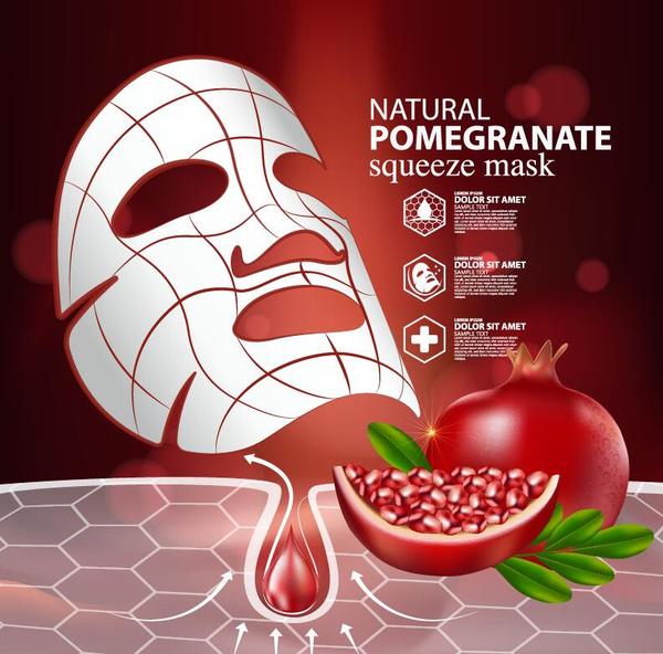 Pomme grenade squeeze masque publicité affiche vecteur 02  