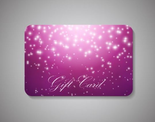 Purple gift card with star light vector  