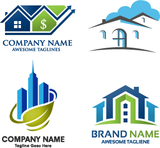 Real estate company creative logos vector 03  