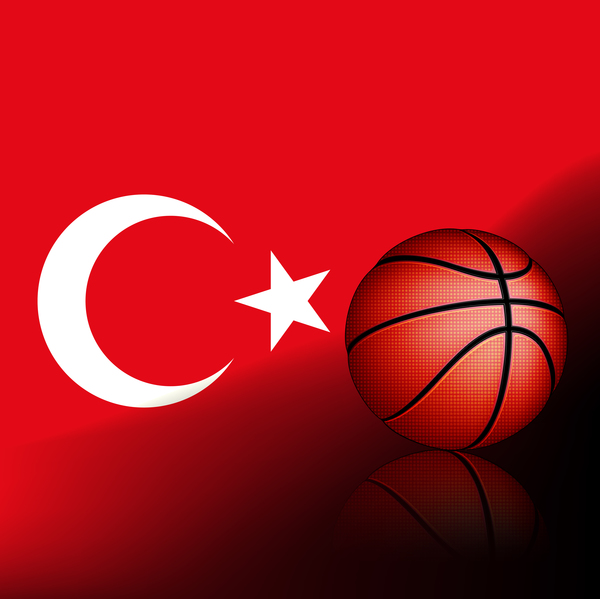 Roter türkischer Basketballhintergrundvektor 01  