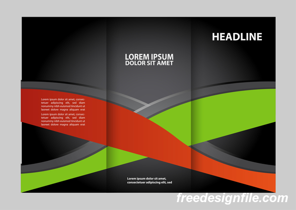 Red with black and green cover for flyer with brochure vector 01  
