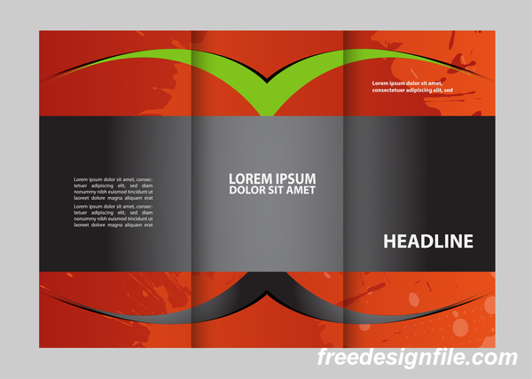 Red with black and green cover for flyer with brochure vector 11  