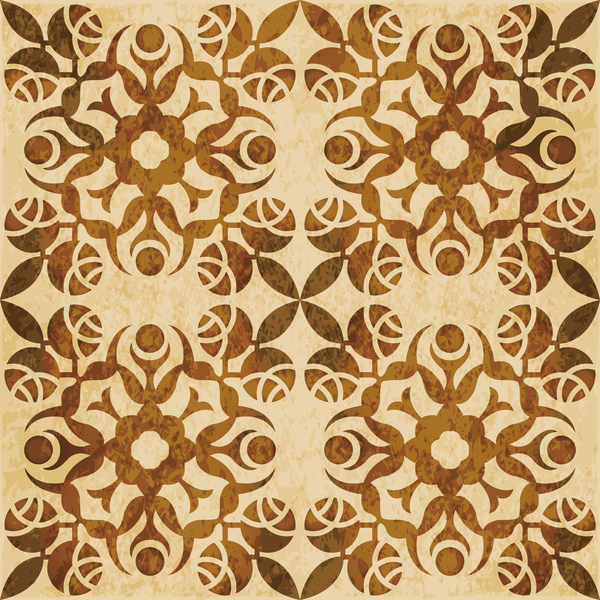 Retro kaleidoscope floral seamless pattern vector 02  