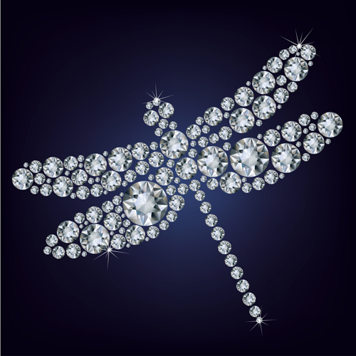 Shiny diamonds dragonfly vector  