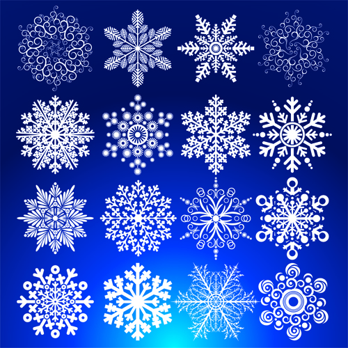 Different Snowflakes mix design vector material 02  