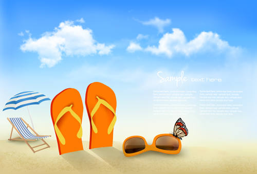 Summer beach vacation background art vector 04  