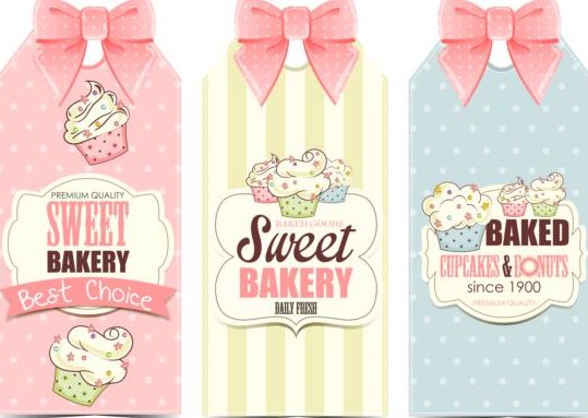 Sweet bakery card with beautiful bow vector  