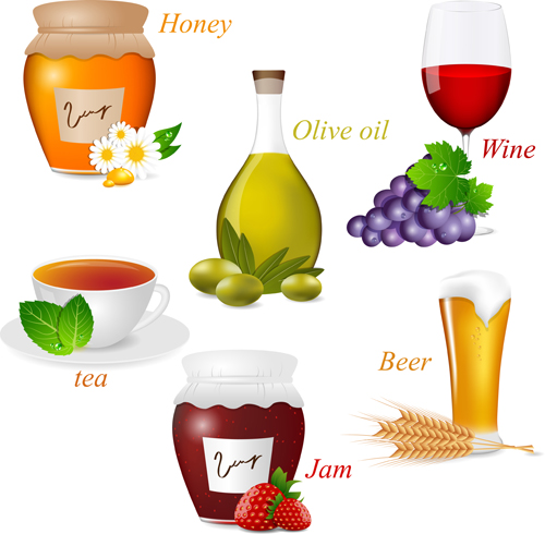 Tasty jams design elements vector set 05  