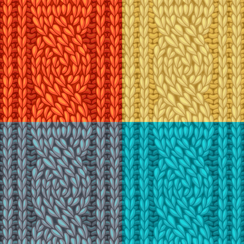 Textures knitted pattern set vector 06  