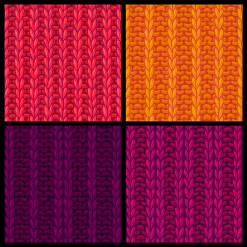Textures knitted pattern set vector 07  