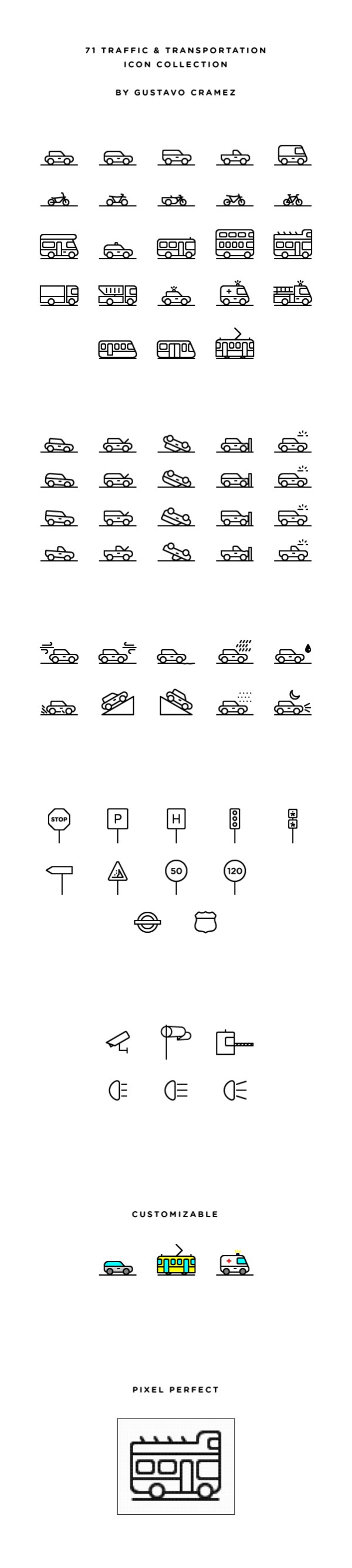 Transportation outline icons material  