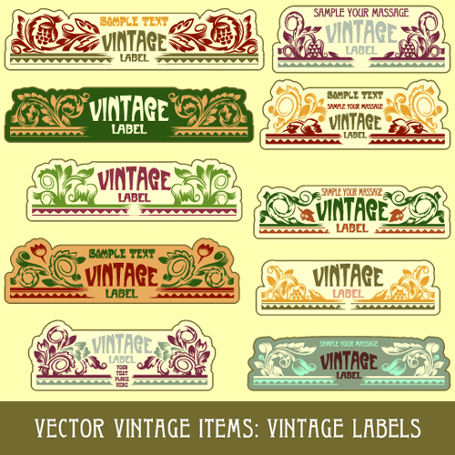 Vintage Label art design vector set 03  