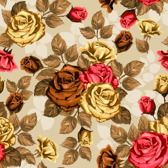 Vintage roses seamless pattern vector graphic 01  
