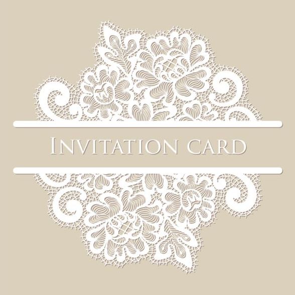 White lace invitation card vector 01  