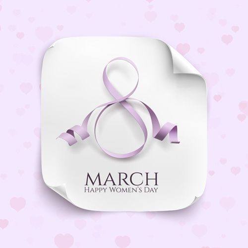 Woman day 8 march card with ribbon vector 04  