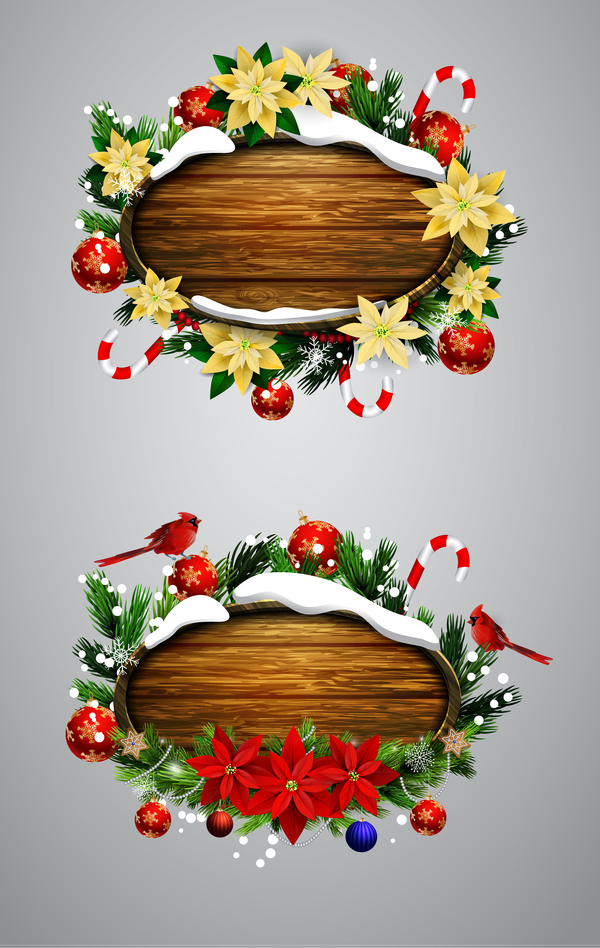 木製クリスマスlablesデザインベクトル08  