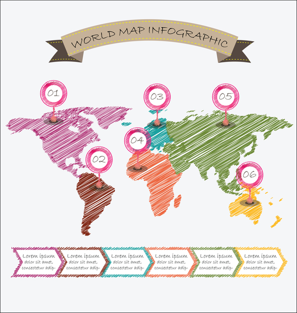 Carte du monde illustration infographie Vecteur de la conception esquisse géométrique  