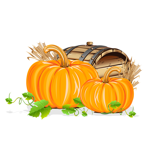 pumpkin with barrels vector material  