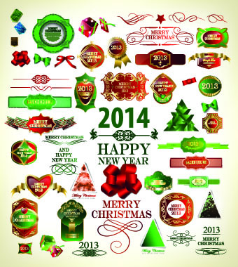 2014 Christmas labels and decoration creative vector 03  