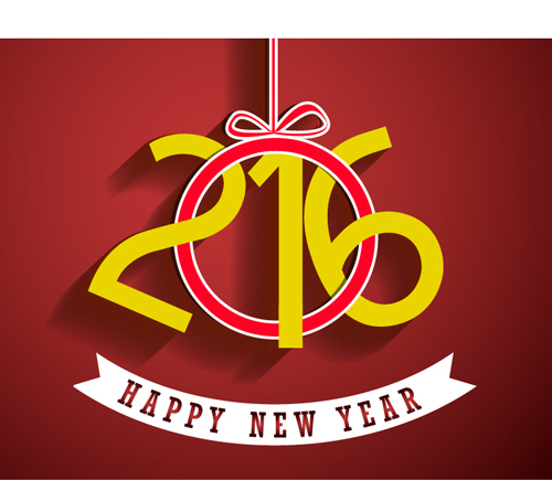 2016 Happy New Year red background vector 01  