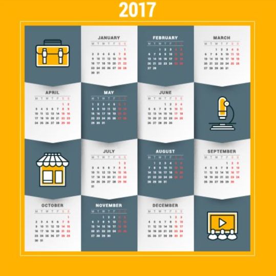 2017 rutnät kalender vektor material 07  