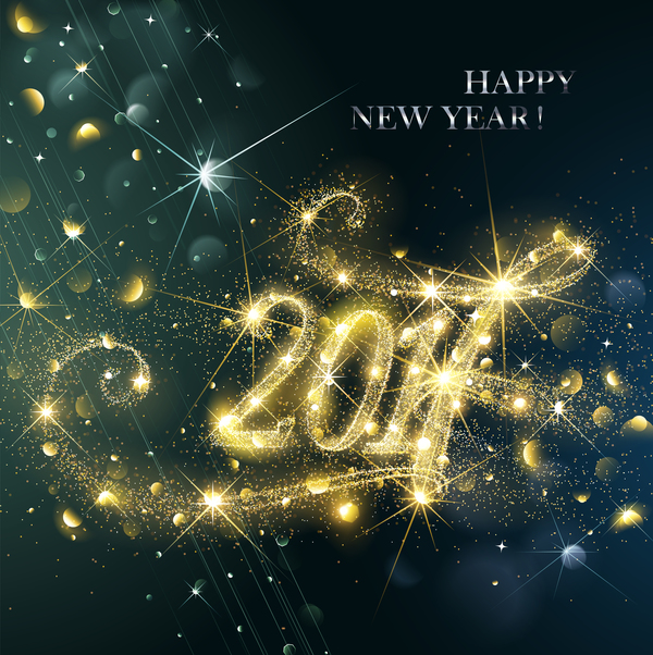2017 new year golden abstract background vector  