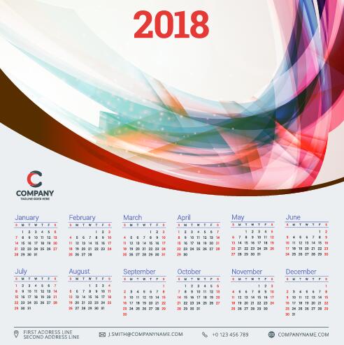 2018 ビジネス カレンダー テンプレート ベクトル 10  