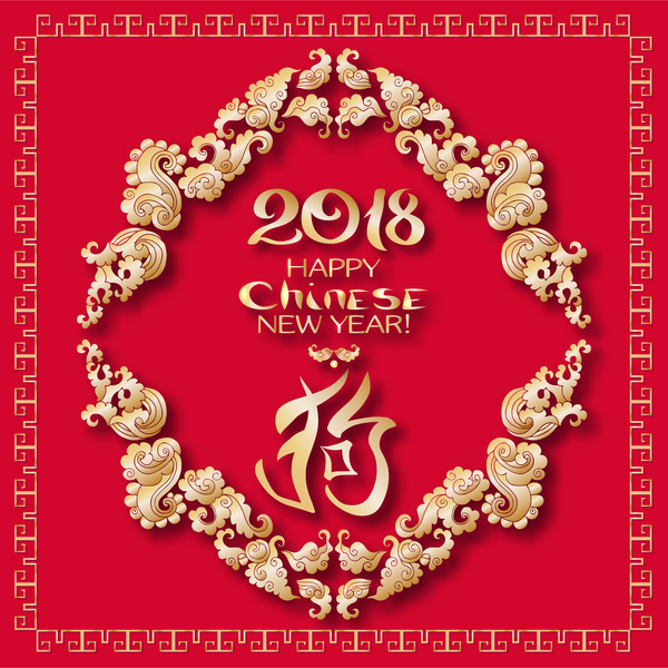 Chinesisches neues Jahr 2018 des Hundejahrdesignvektors 01  