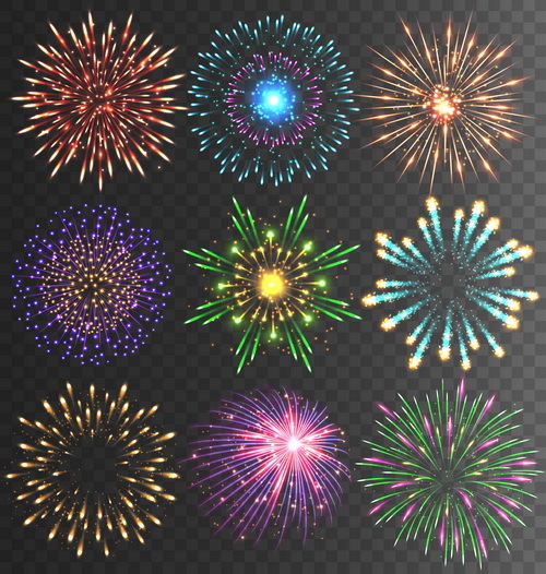 6 firework effect vector illustration  